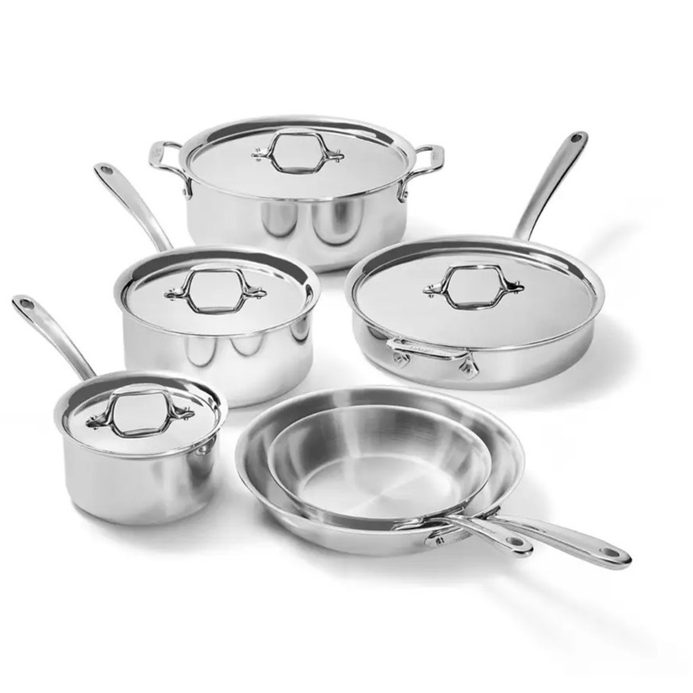 All Clad D3 stainless everyday 3-ply bonded cookware set with stainless lids